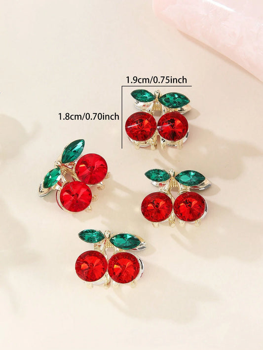 Cherry Rhinestone Claw Clips 2pk