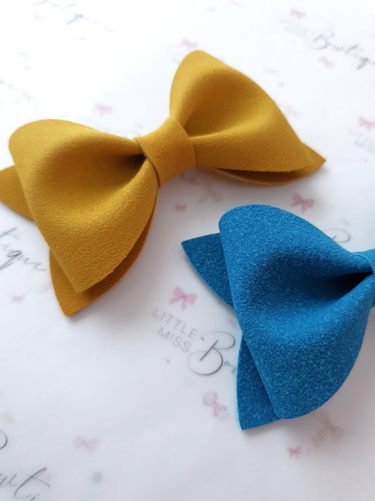 Mustard and Teal Suede Ivy Bow