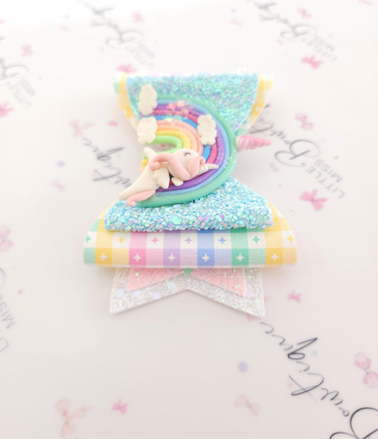 Pastel Rainbow Unicorn Bow
