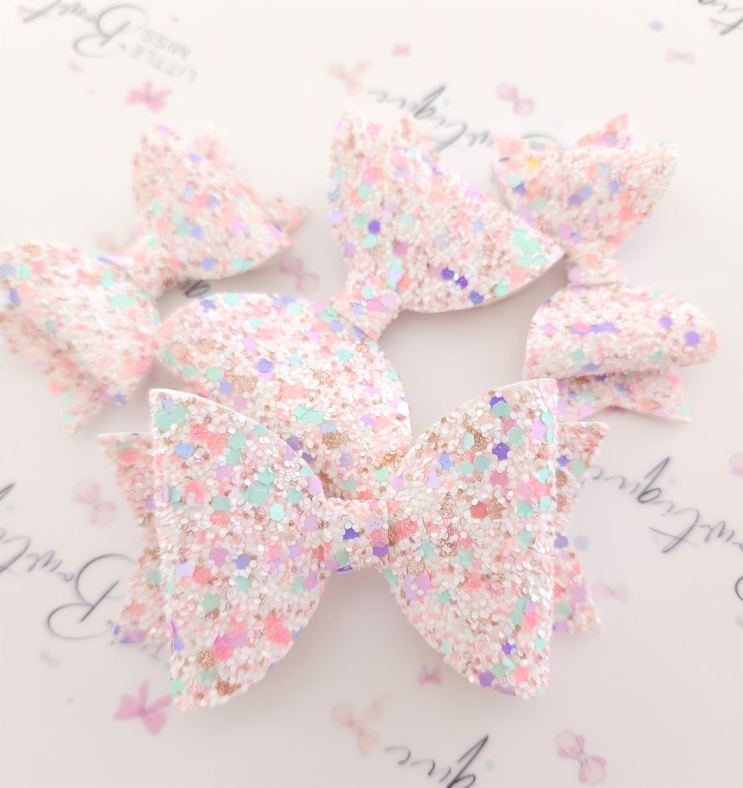 Birthday Cake Glitter Bows