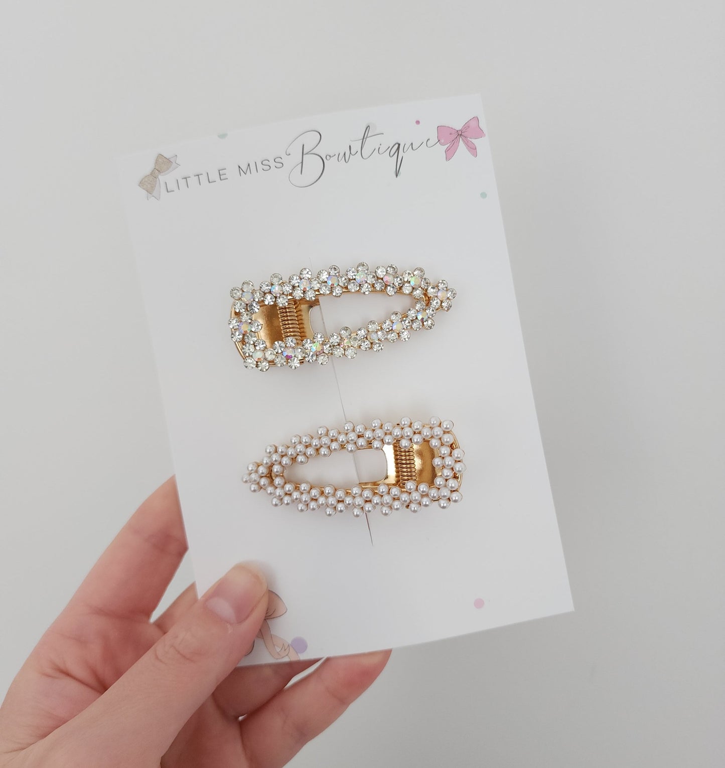 Pearl/Diamonte Daisy Clips