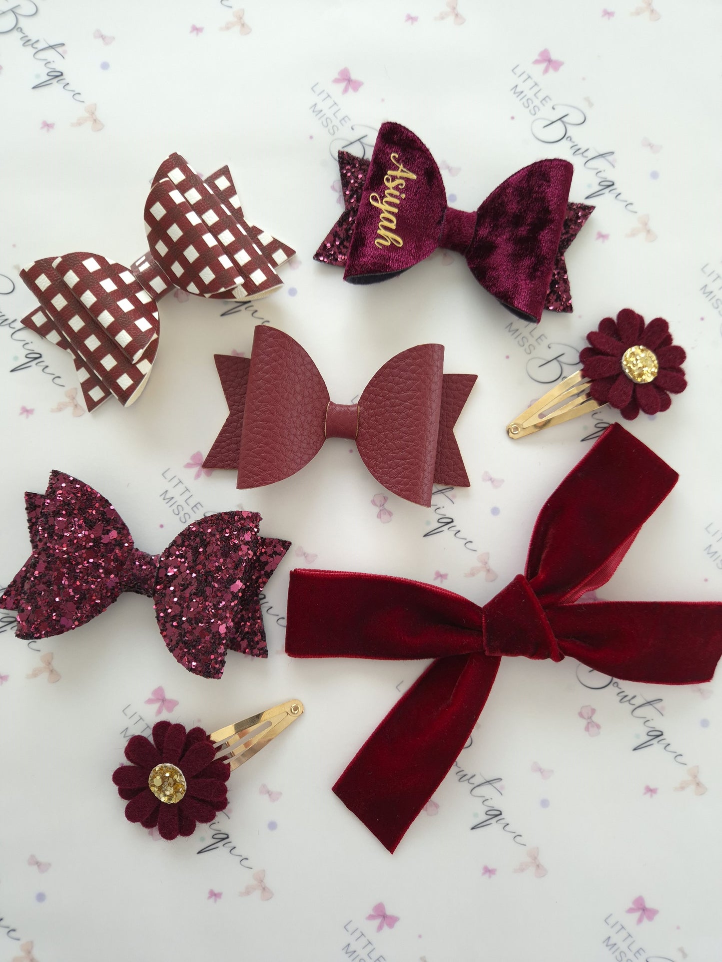 Burgundy School Bows