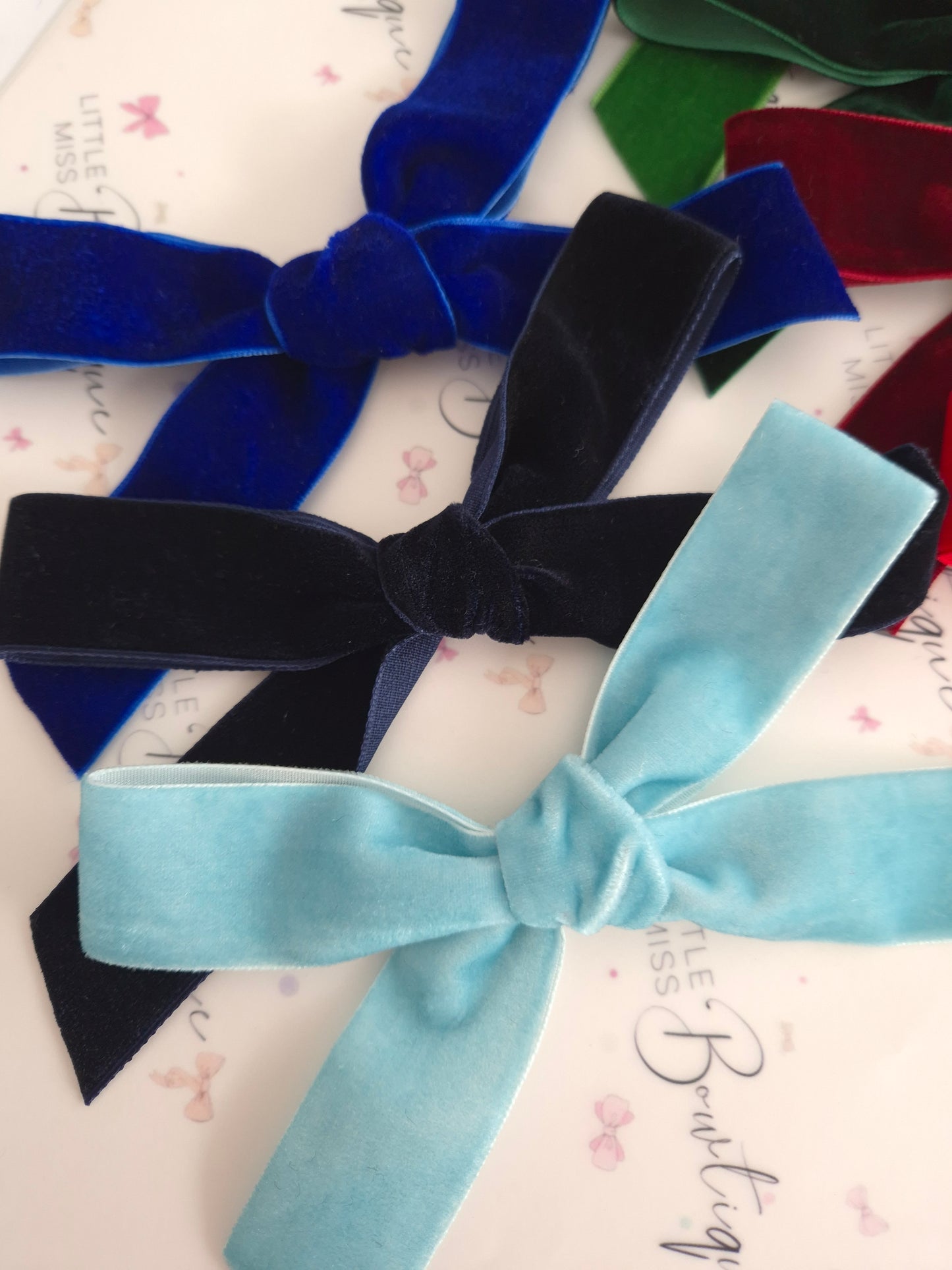 Velvet Ribbon Bows - Multiple Colours