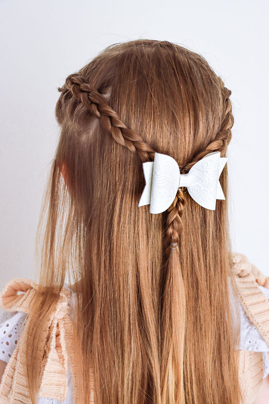 Vintage Embossed Faux Leather Bows (4 colours)