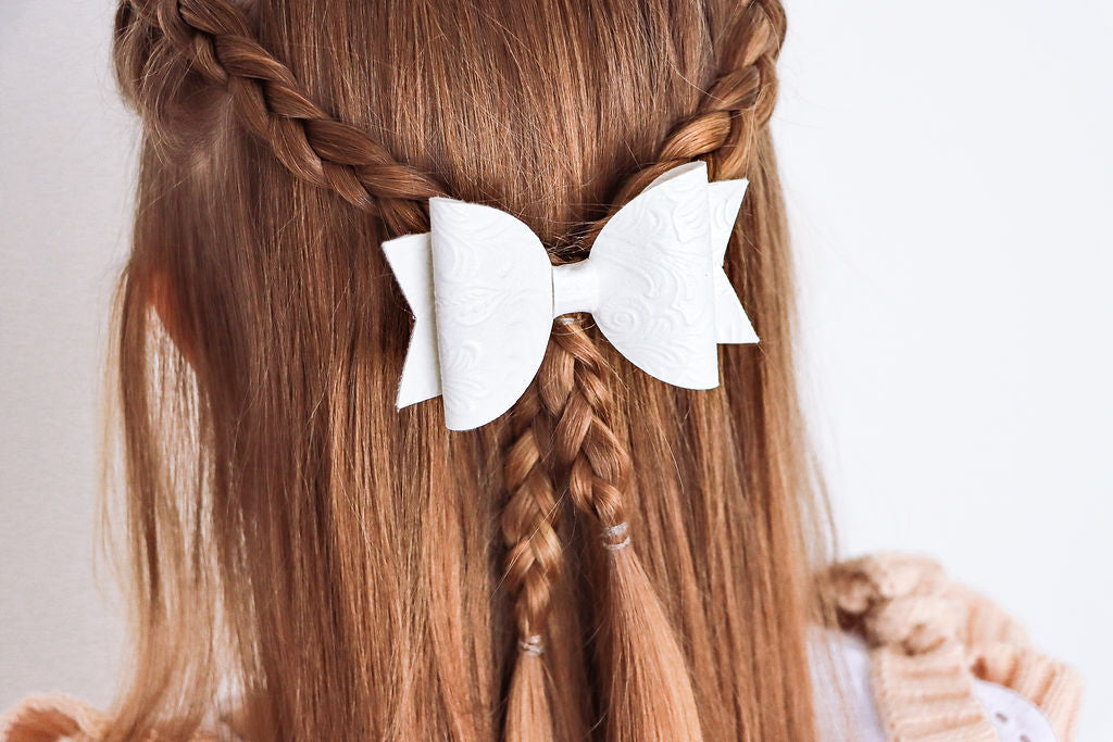 Vintage Embossed Faux Leather Bows (4 colours)