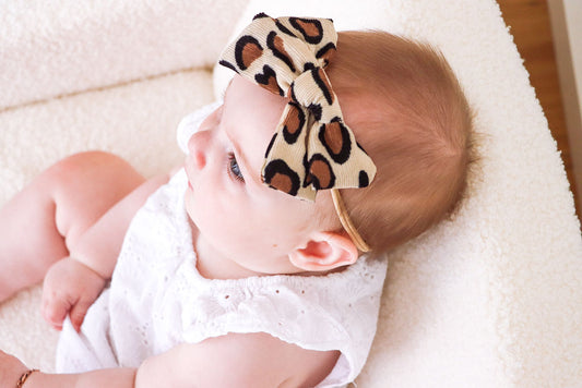 Leopard Corduroy Fabric Bow