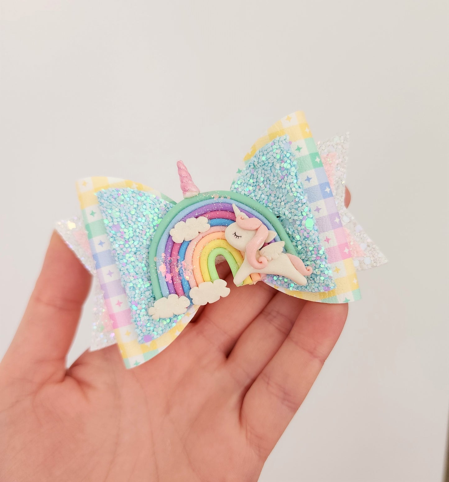 Pastel Rainbow Unicorn Bow