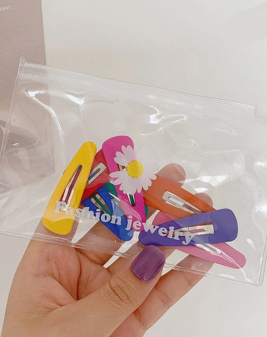 Bright Rainbow Snap Clips 8pk