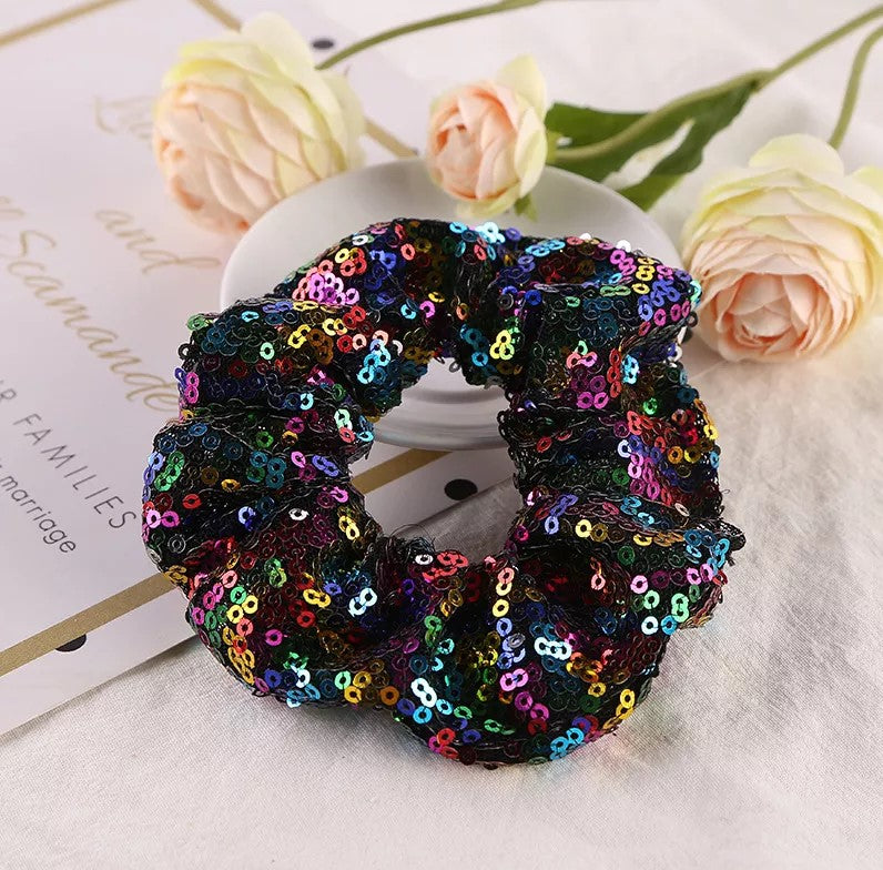 Rainbow Sequin Scrunchie
