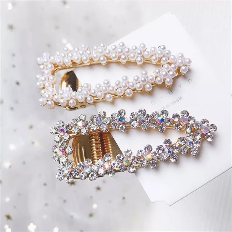 Pearl/Diamonte Daisy Clips