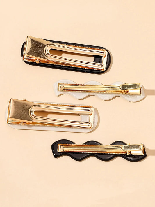 French Black/White Fringe Clips