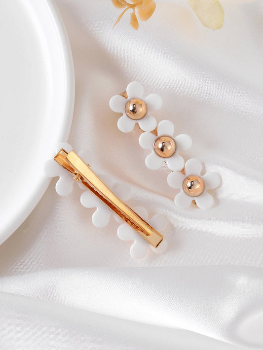 White/Gold Daisy Fringe clips (2 sizes)