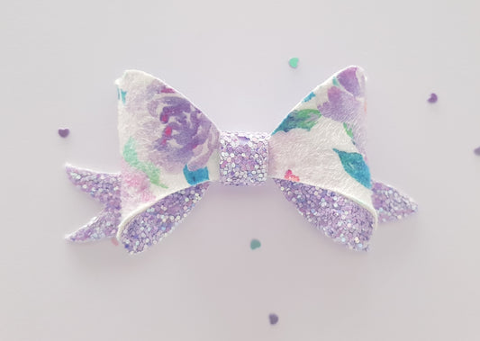Purple Florals Summer Bow