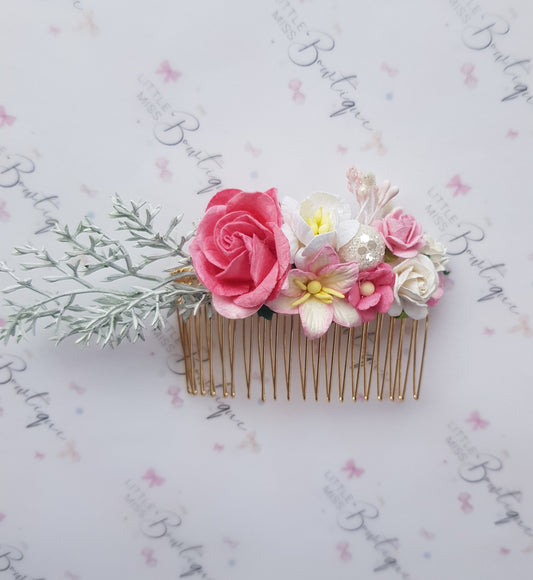 Pink Floral Comb