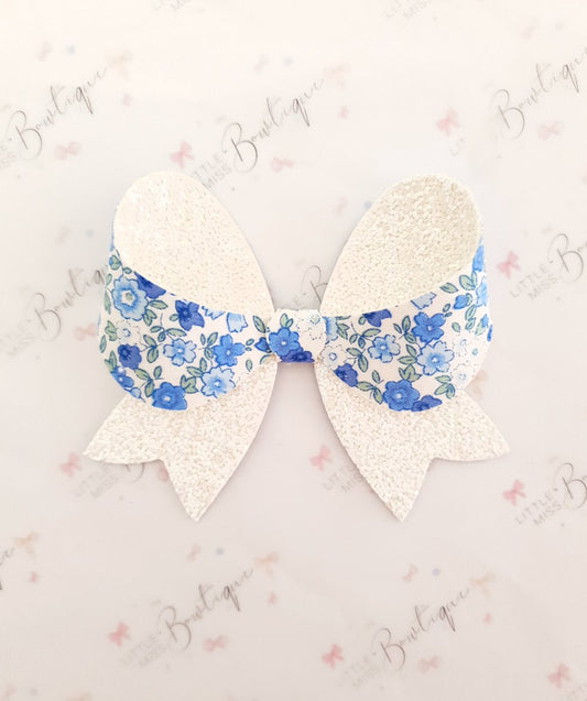 Blue Floral Serene Bow