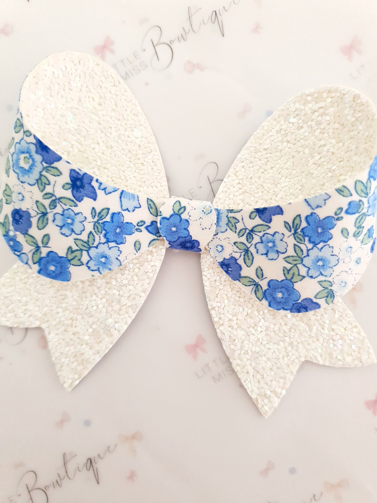 Blue Floral Serene Bow