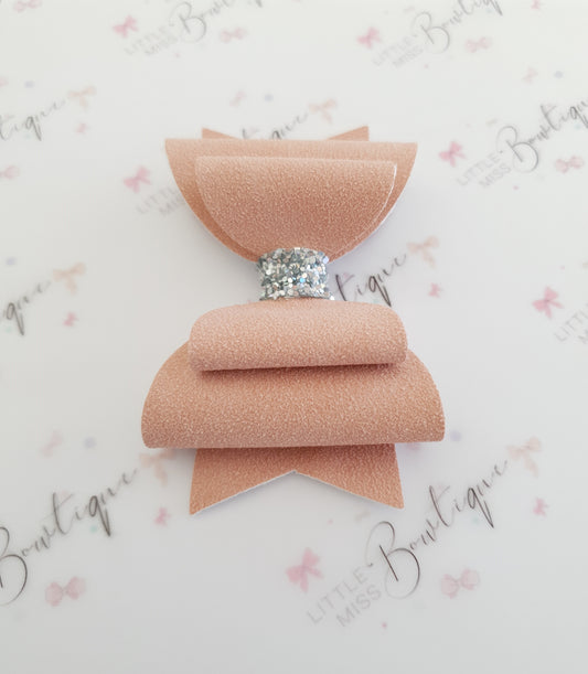 Suede Dusty Pink Double Bow
