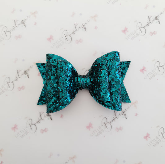 Rose Gold and Emerald Double Glitter Bow