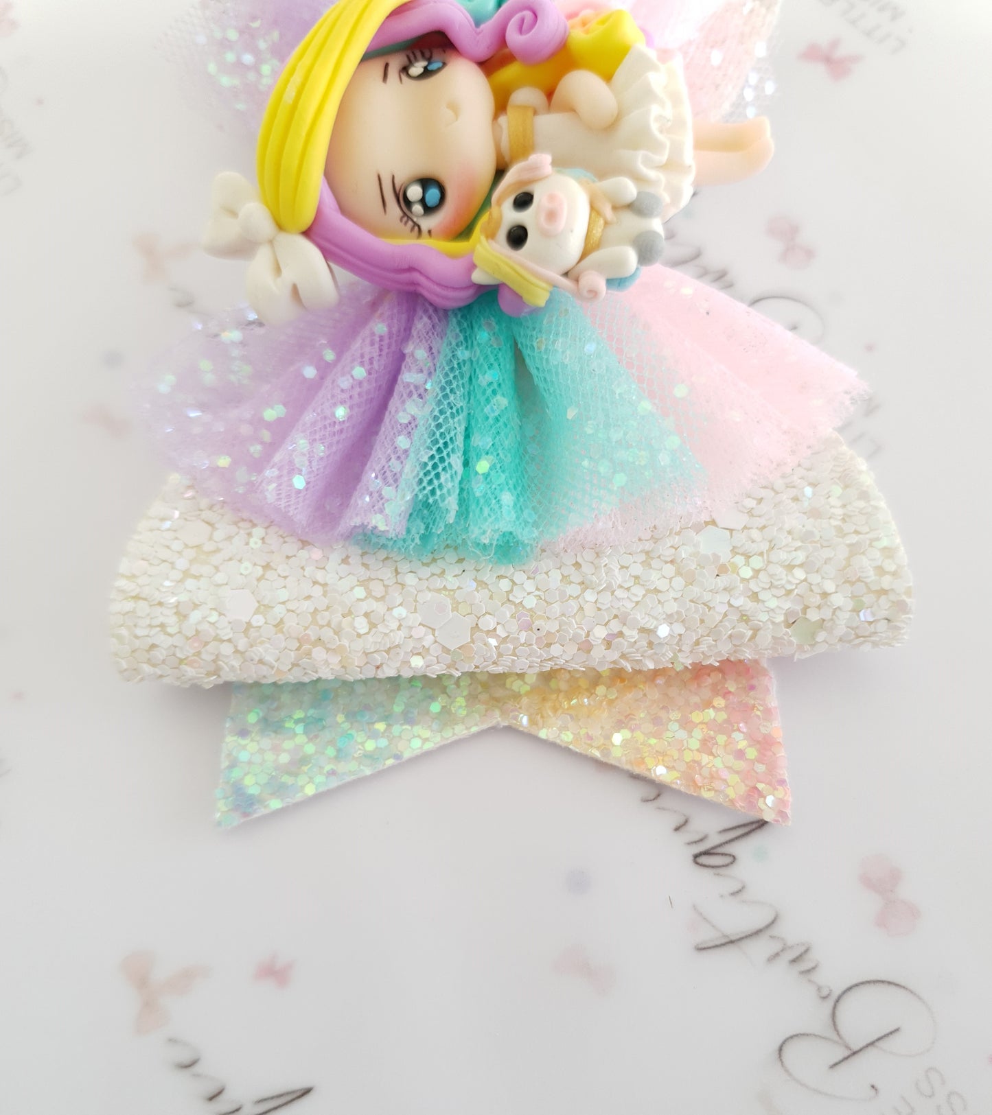 Rainbow Unicorn Girl Bow