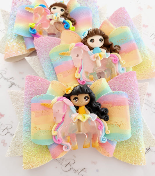 XL Rainbow Unicorn Rider Bows