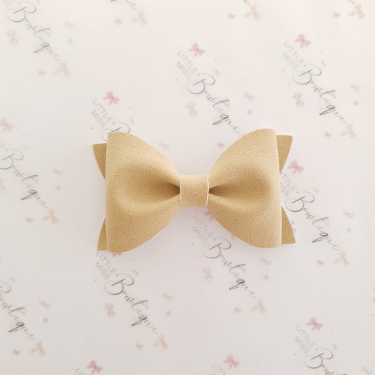 Fawn and White Suede Ivy Bows