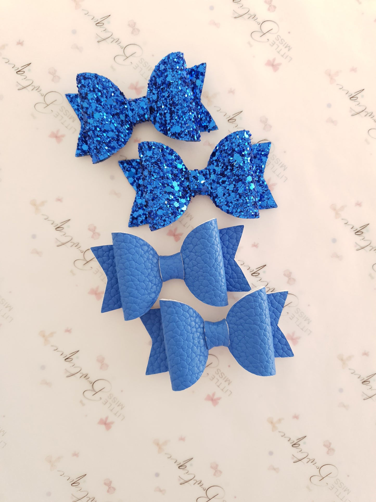 Faux Leather and Glitter Pigtail Bows (44 colours)