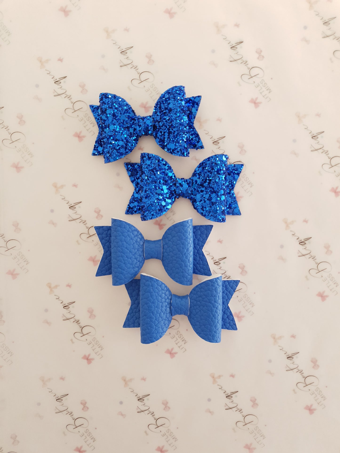 Faux Leather and Glitter Pigtail Bows (44 colours)