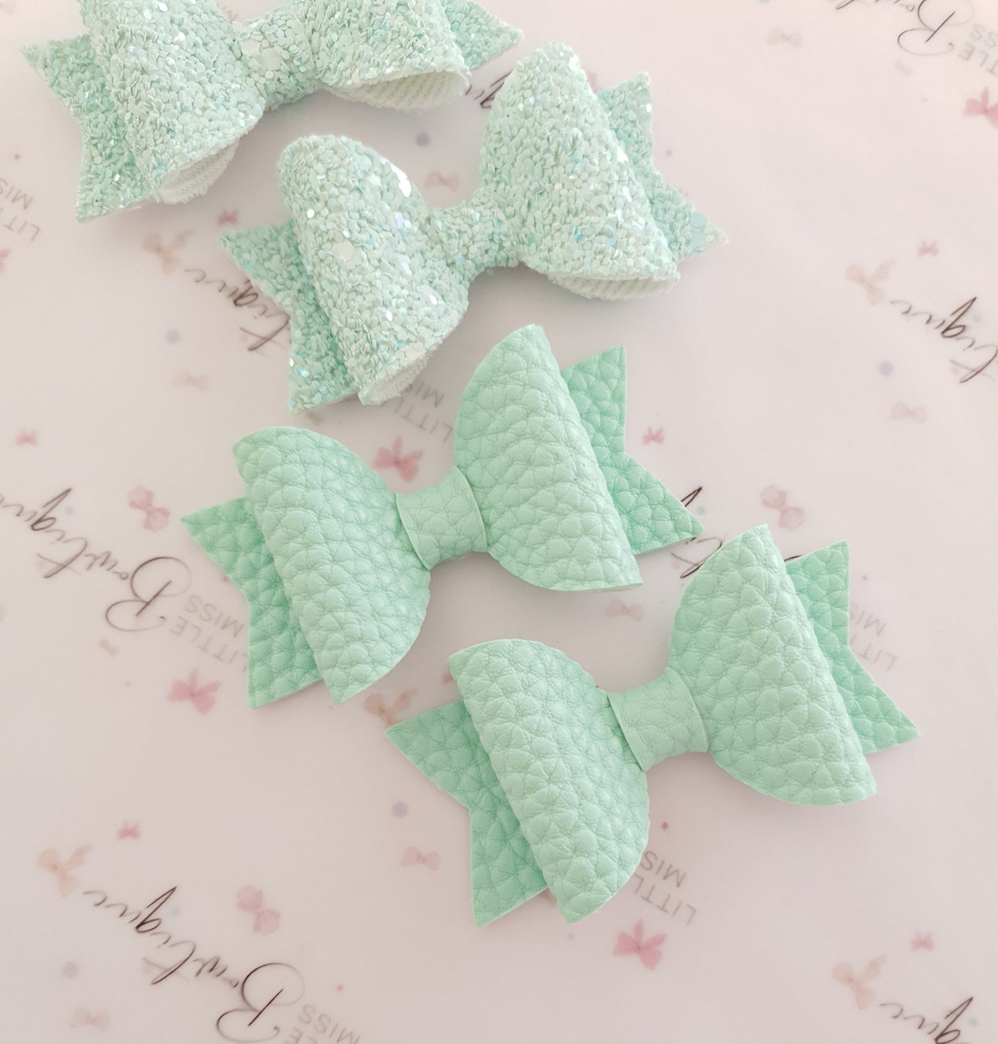 Faux Leather and Glitter Pigtail Bows (44 colours)