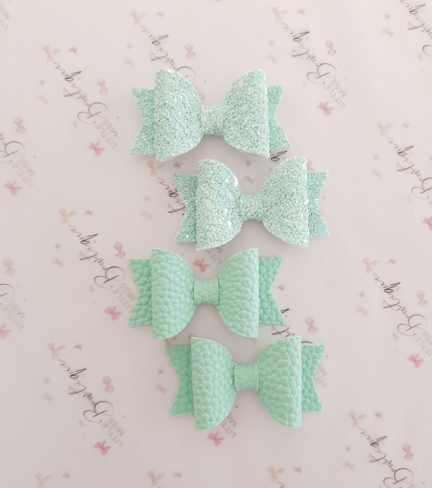 Faux Leather and Glitter Pigtail Bows (44 colours)