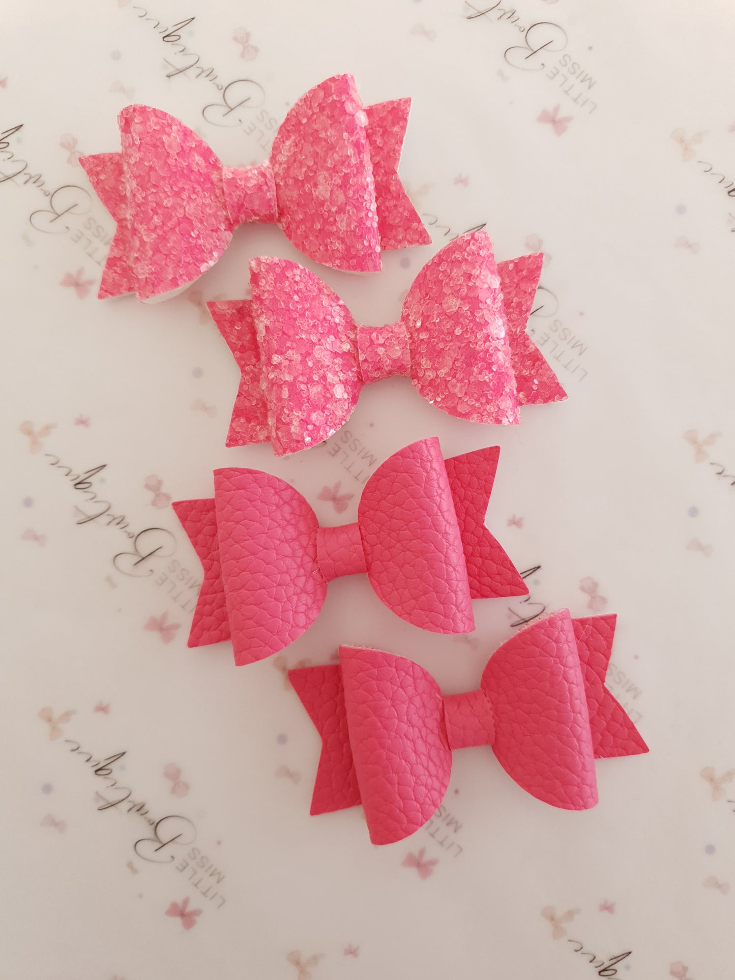 Faux Leather and Glitter Pigtail Bows (44 colours)