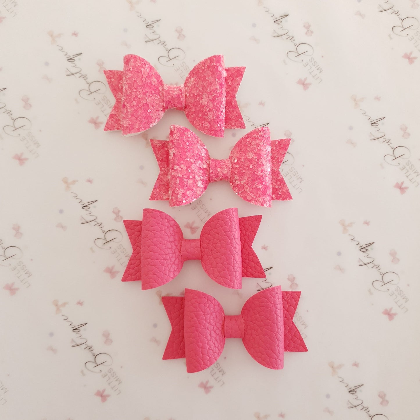 Faux Leather and Glitter Pigtail Bows (44 colours)