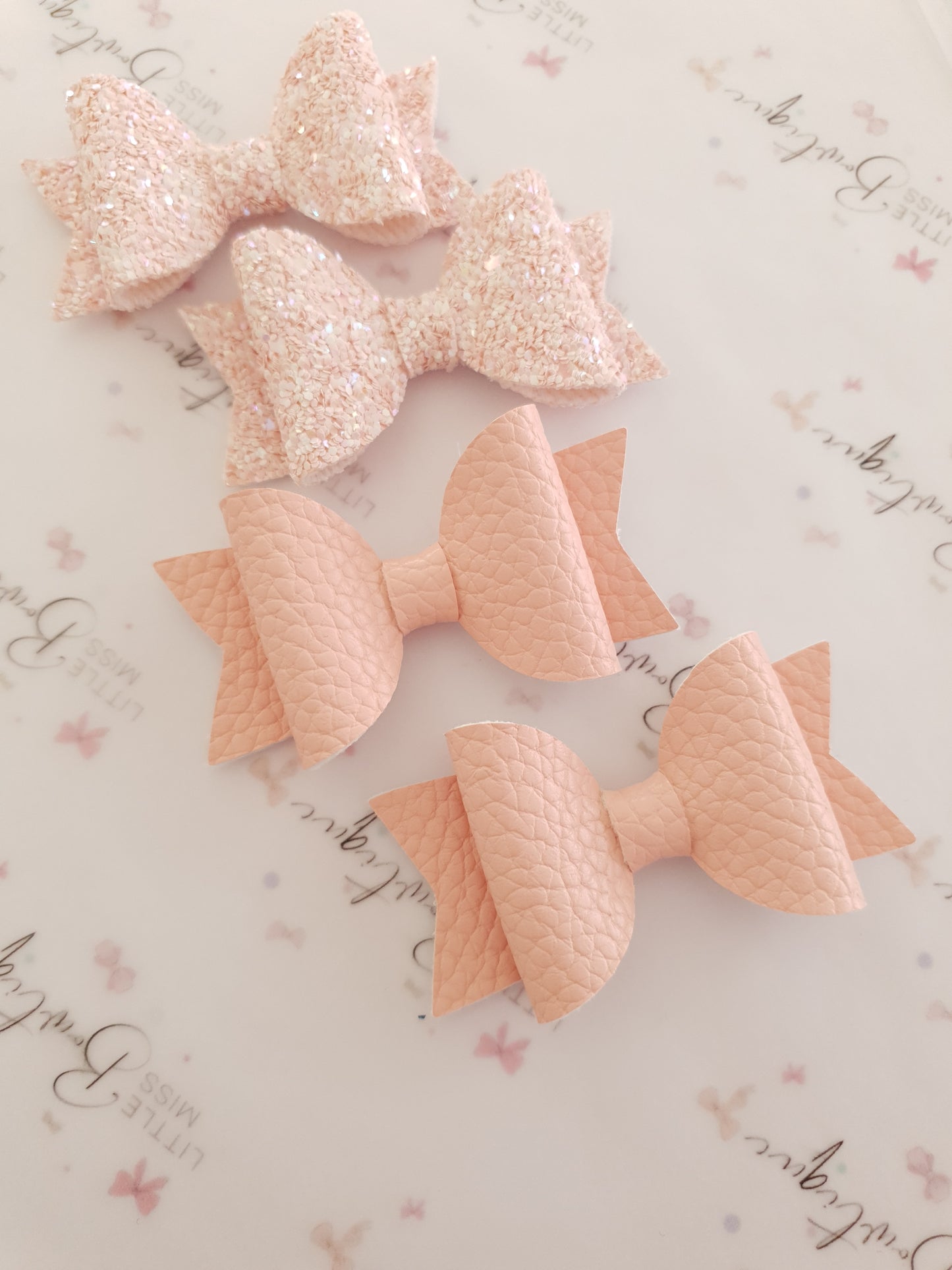 Faux Leather and Glitter Pigtail Bows (44 colours)