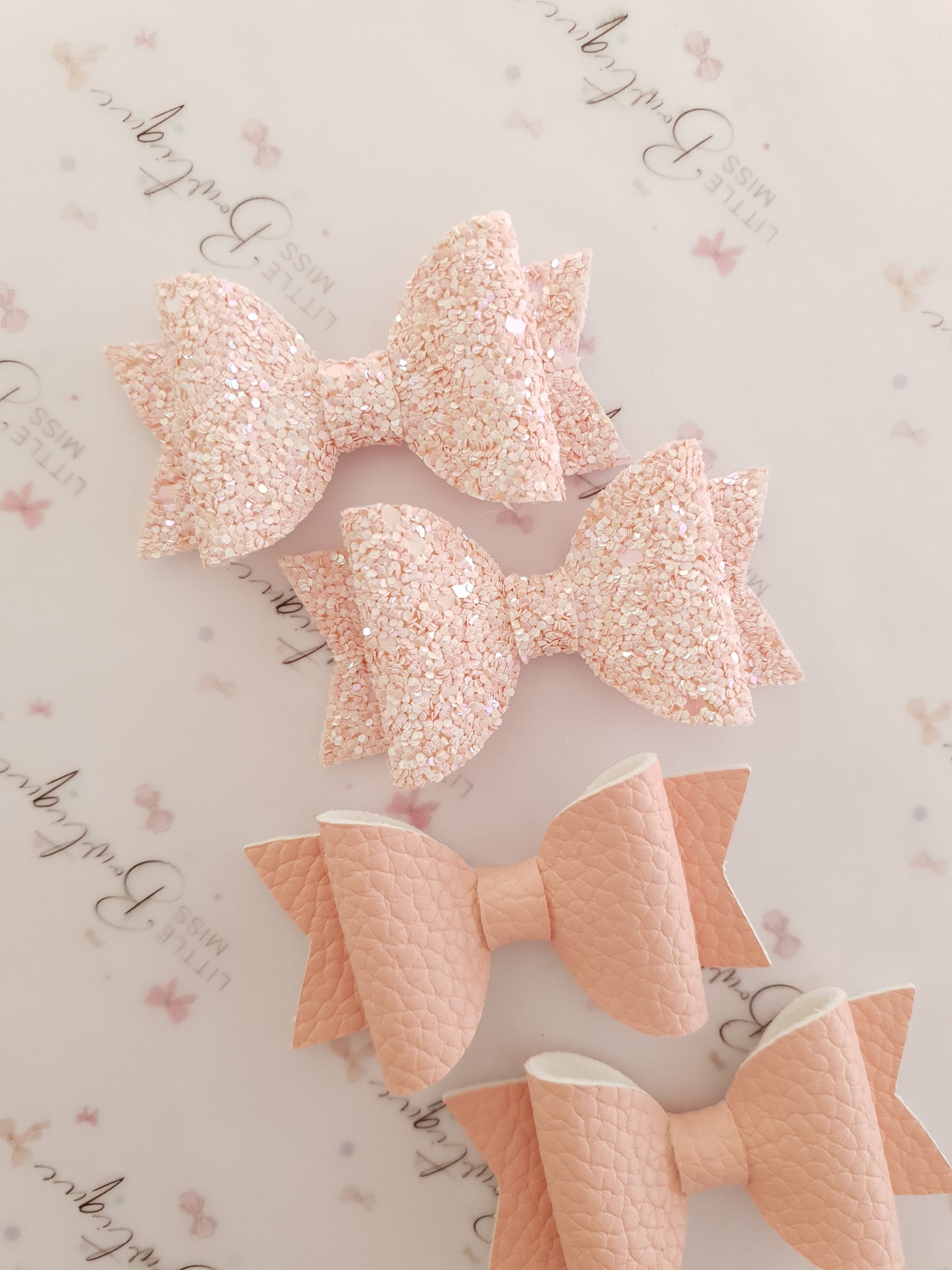 Faux Leather and Glitter Pigtail Bows (44 colours)