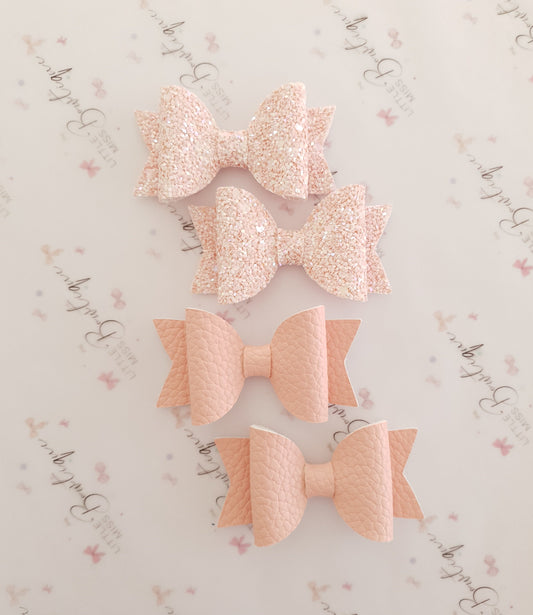 Faux Leather and Glitter Pigtail Bows (44 colours)