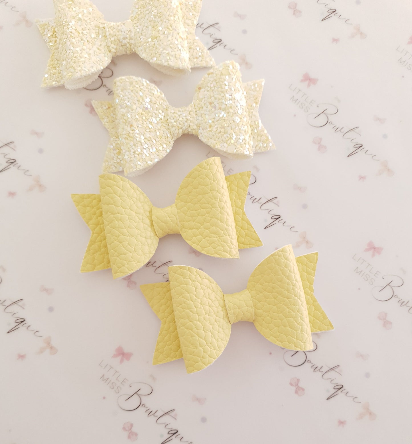 Faux Leather and Glitter Pigtail Bows (44 colours)