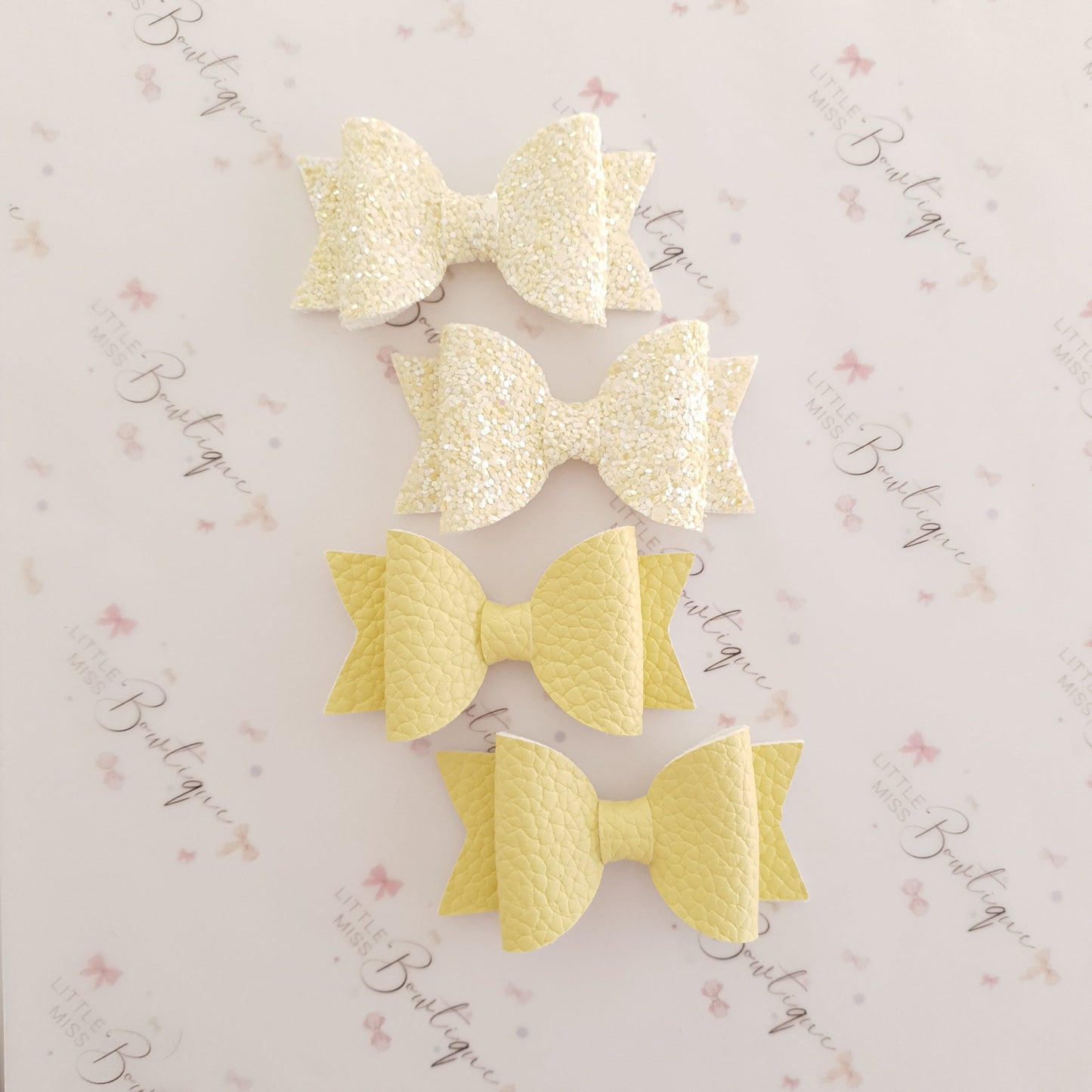 Faux Leather and Glitter Pigtail Bows (44 colours)