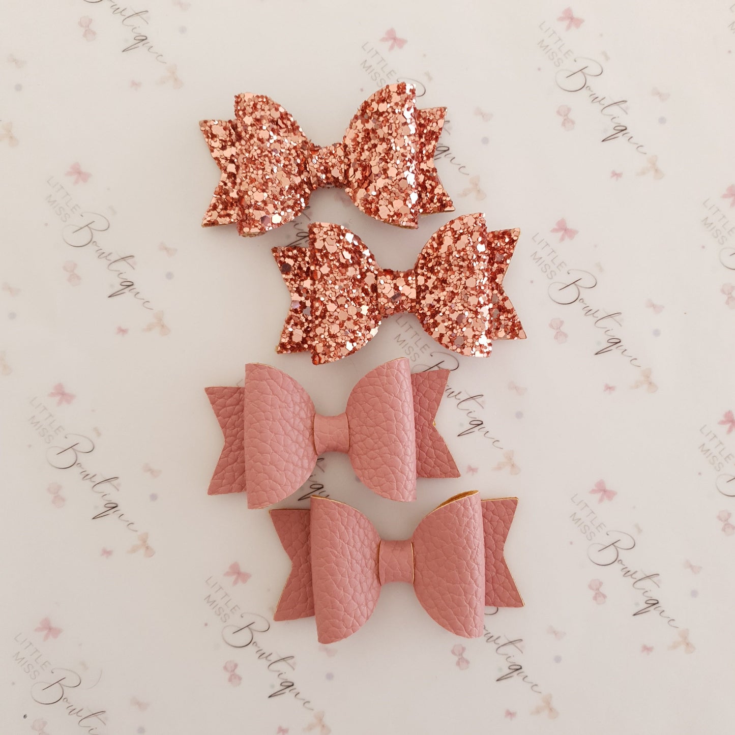 Faux Leather and Glitter Pigtail Bows (44 colours)