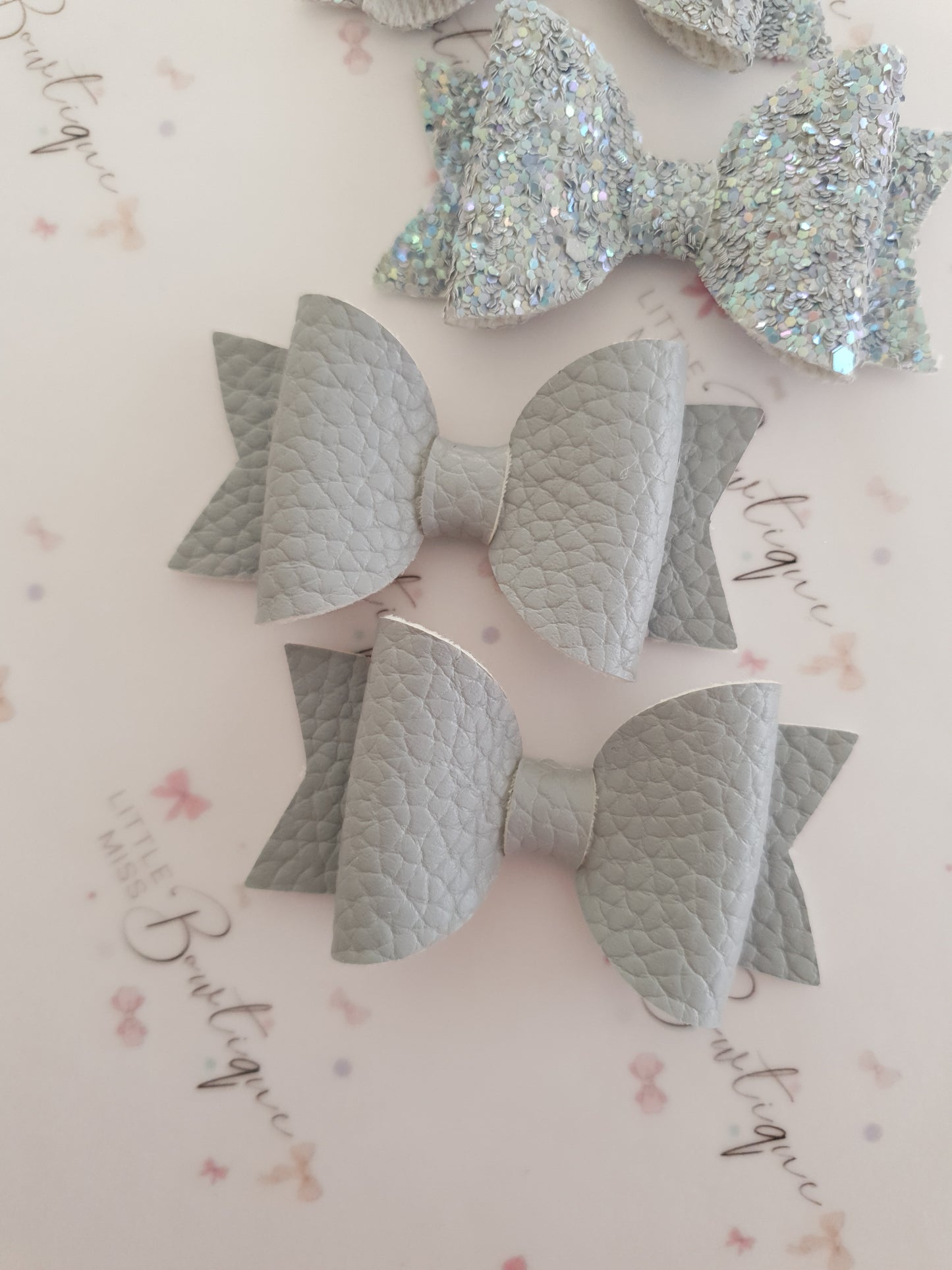 Faux Leather and Glitter Pigtail Bows (44 colours)