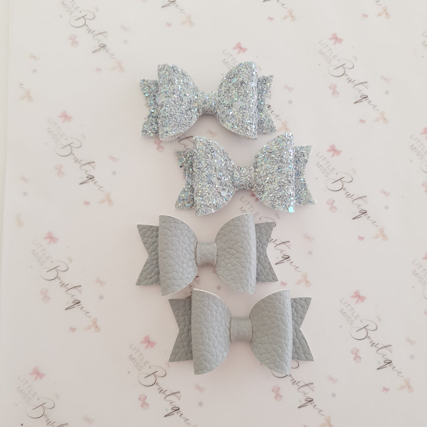 Faux Leather and Glitter Pigtail Bows (44 colours)