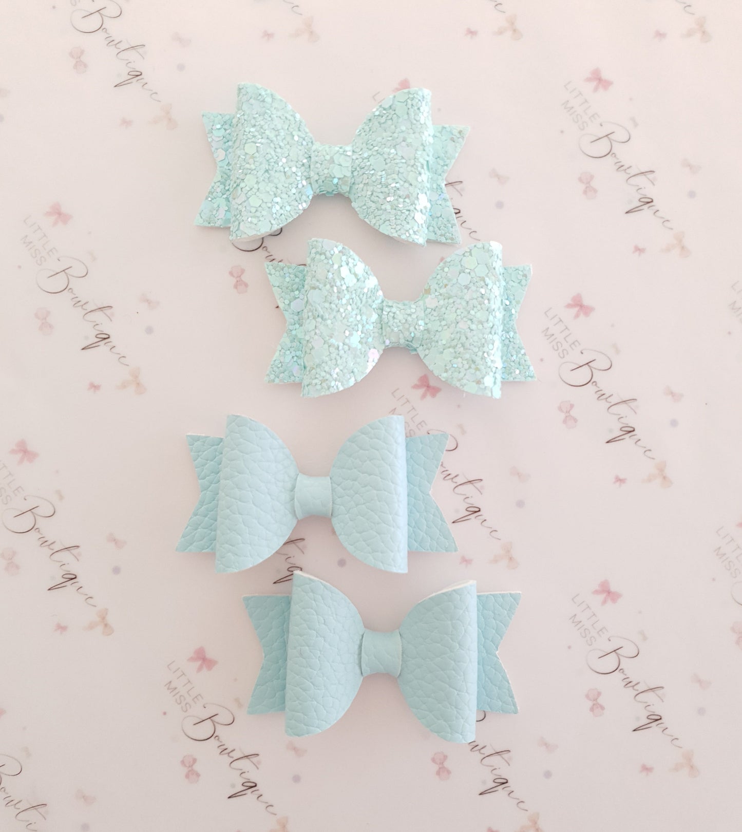 Faux Leather and Glitter Pigtail Bows (44 colours)