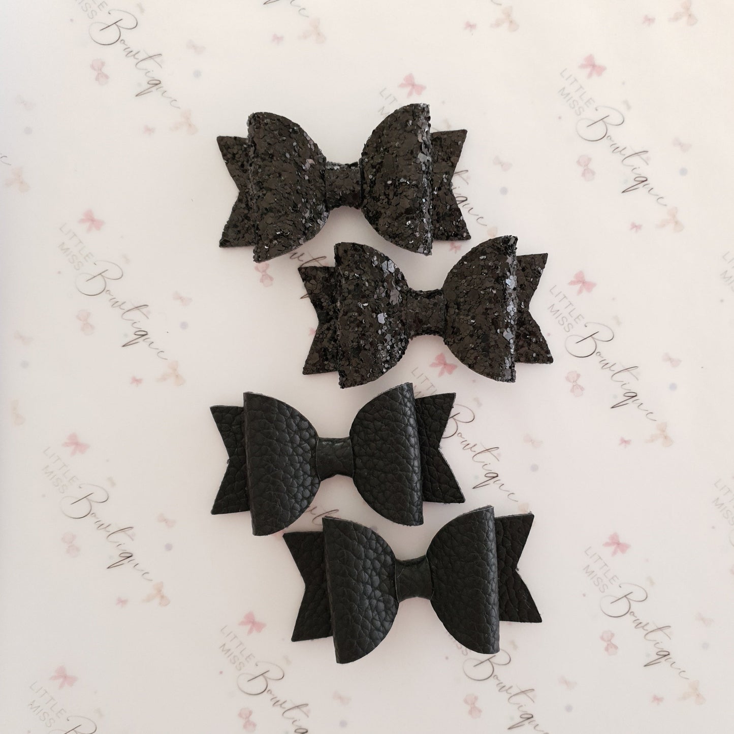 Faux Leather and Glitter Pigtail Bows (44 colours)