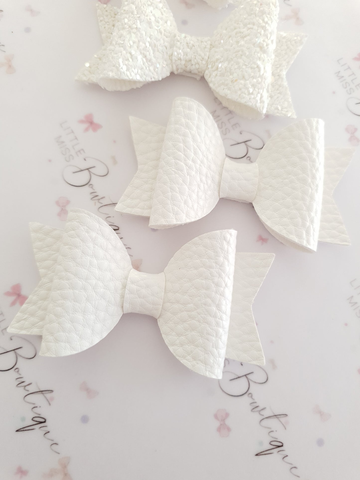 Faux Leather and Glitter Pigtail Bows (44 colours)