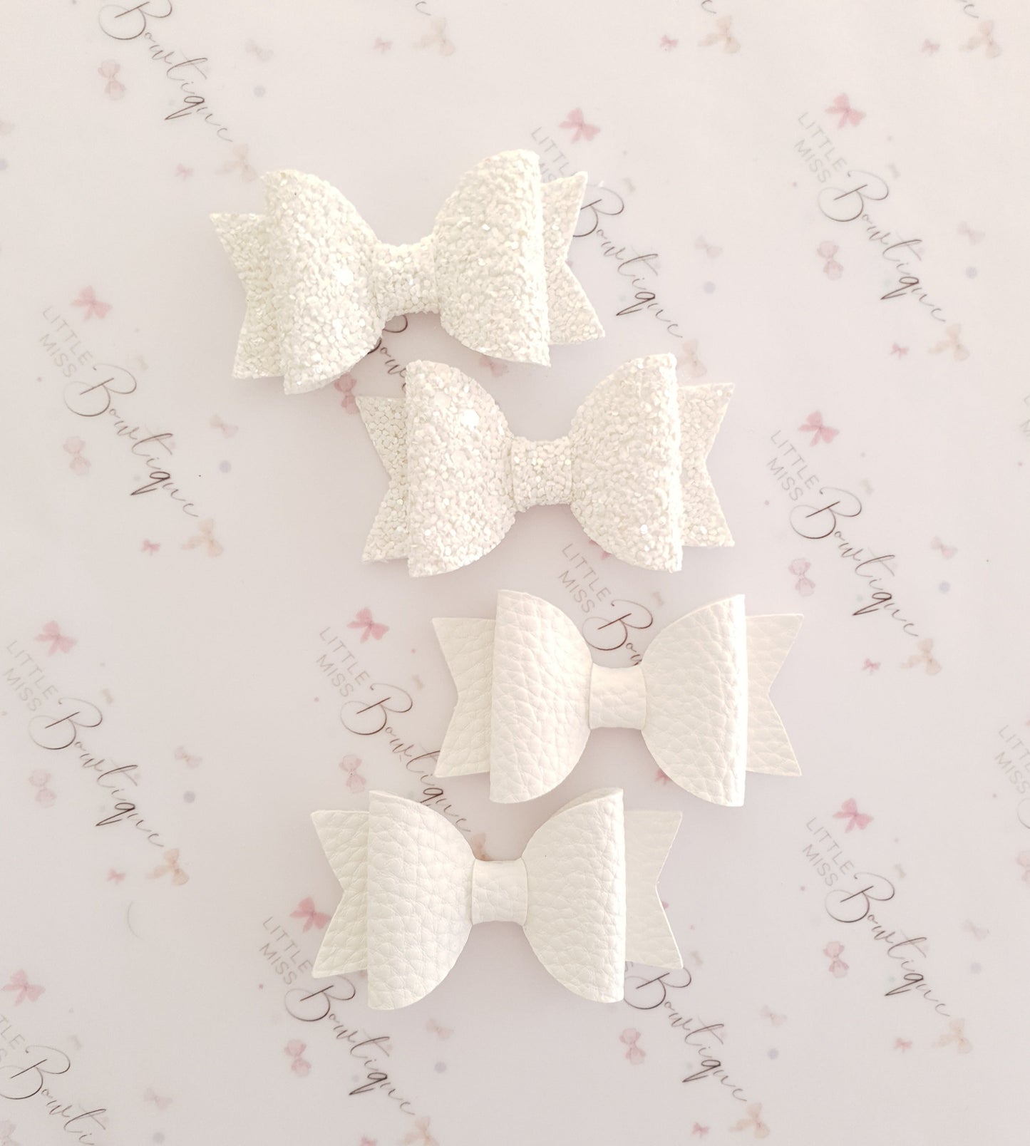 Faux Leather and Glitter Pigtail Bows (44 colours)