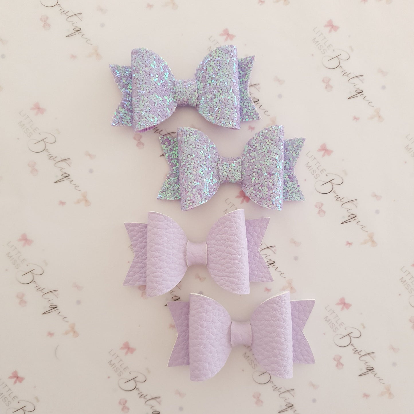 Faux Leather and Glitter Pigtail Bows (44 colours)