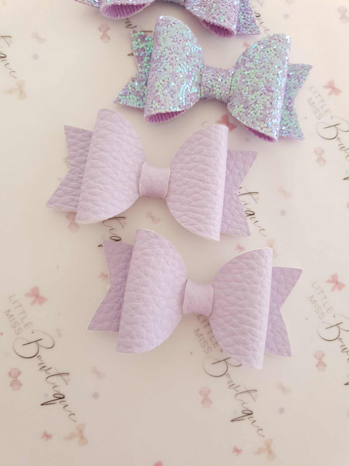 Faux Leather and Glitter Pigtail Bows (44 colours)