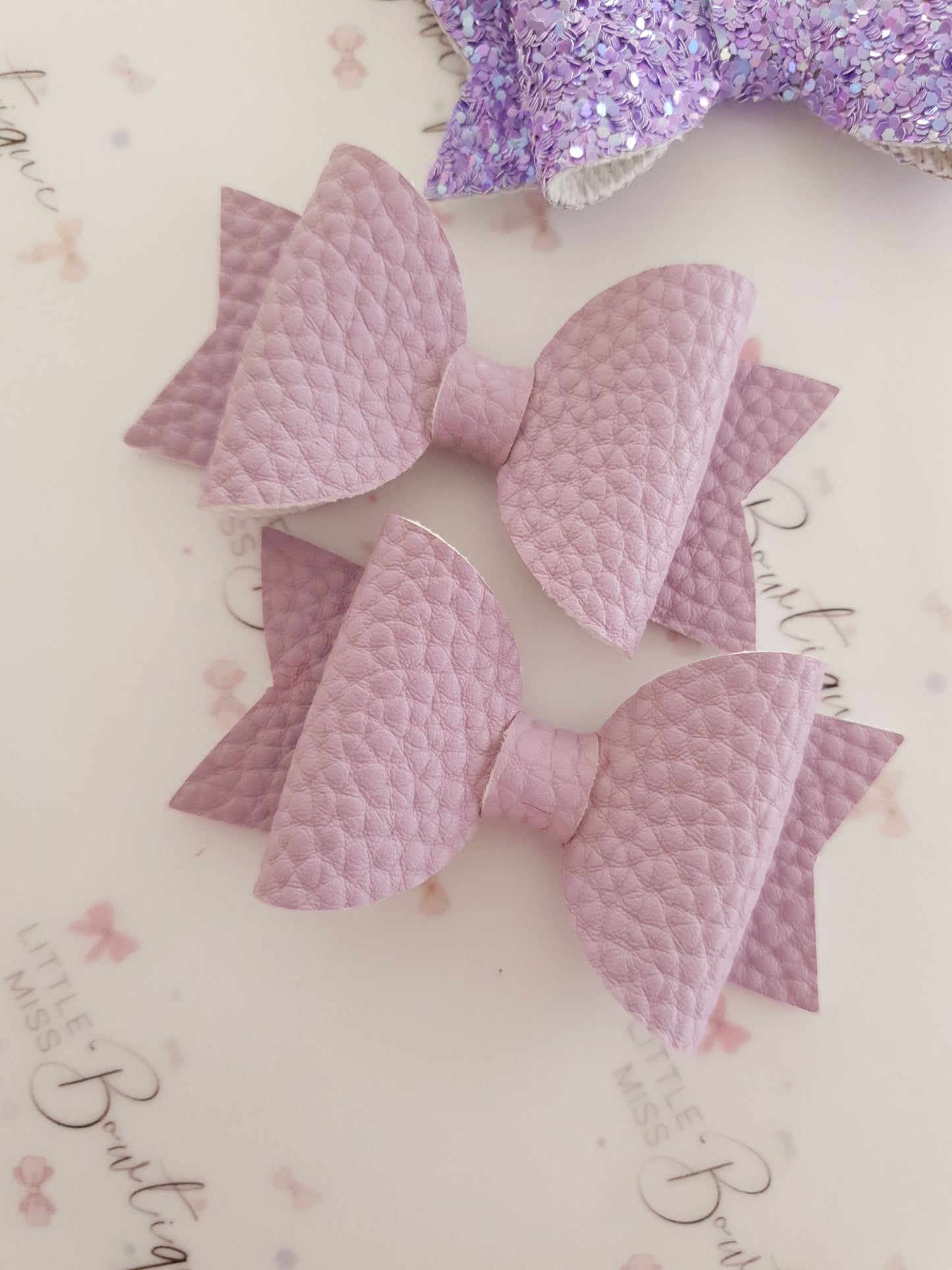 Faux Leather and Glitter Pigtail Bows (44 colours)