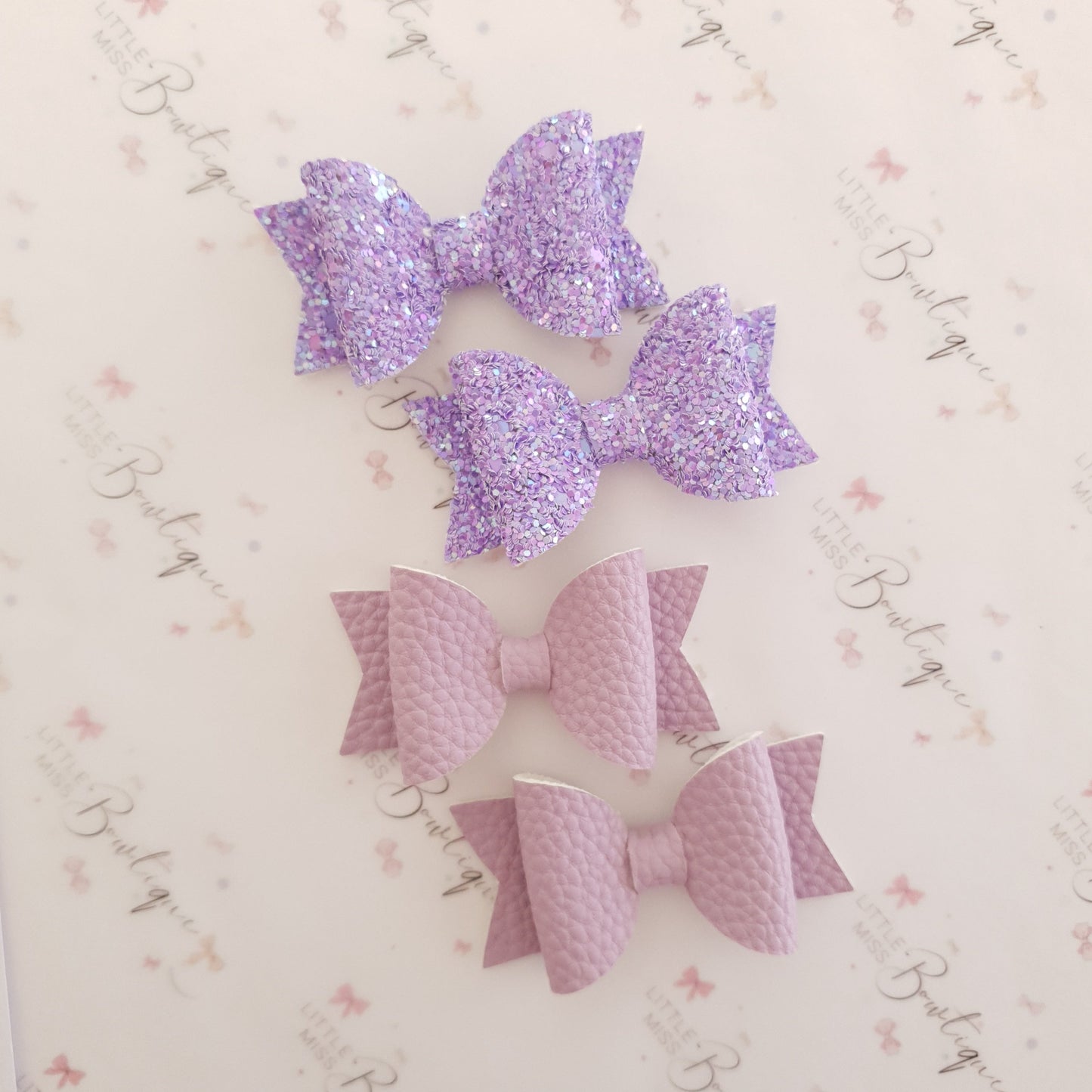 Faux Leather and Glitter Pigtail Bows (44 colours)