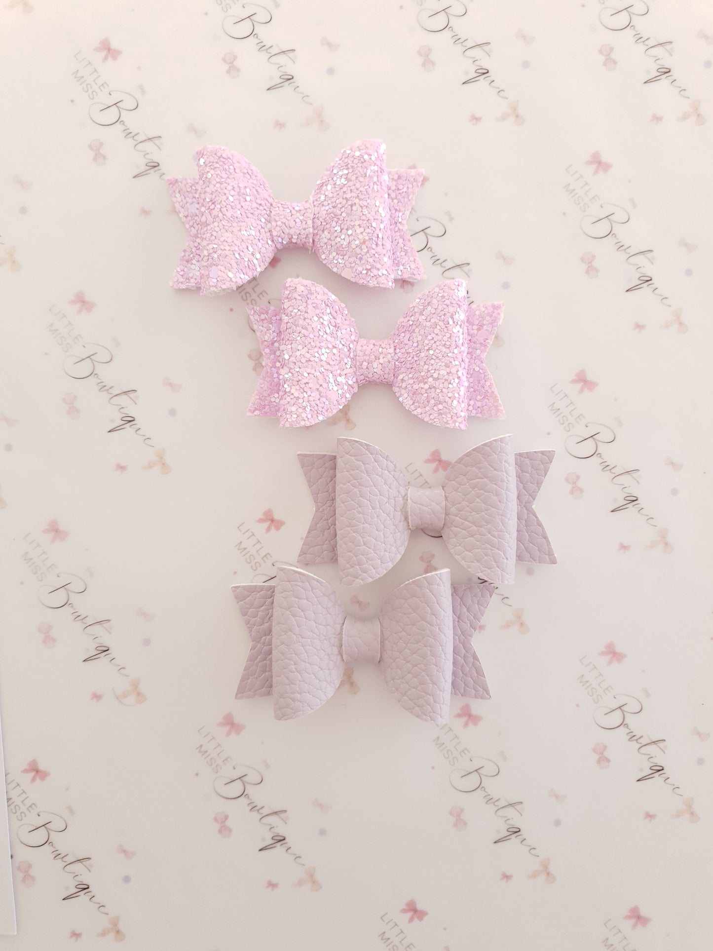 Faux Leather and Glitter Pigtail Bows (44 colours)