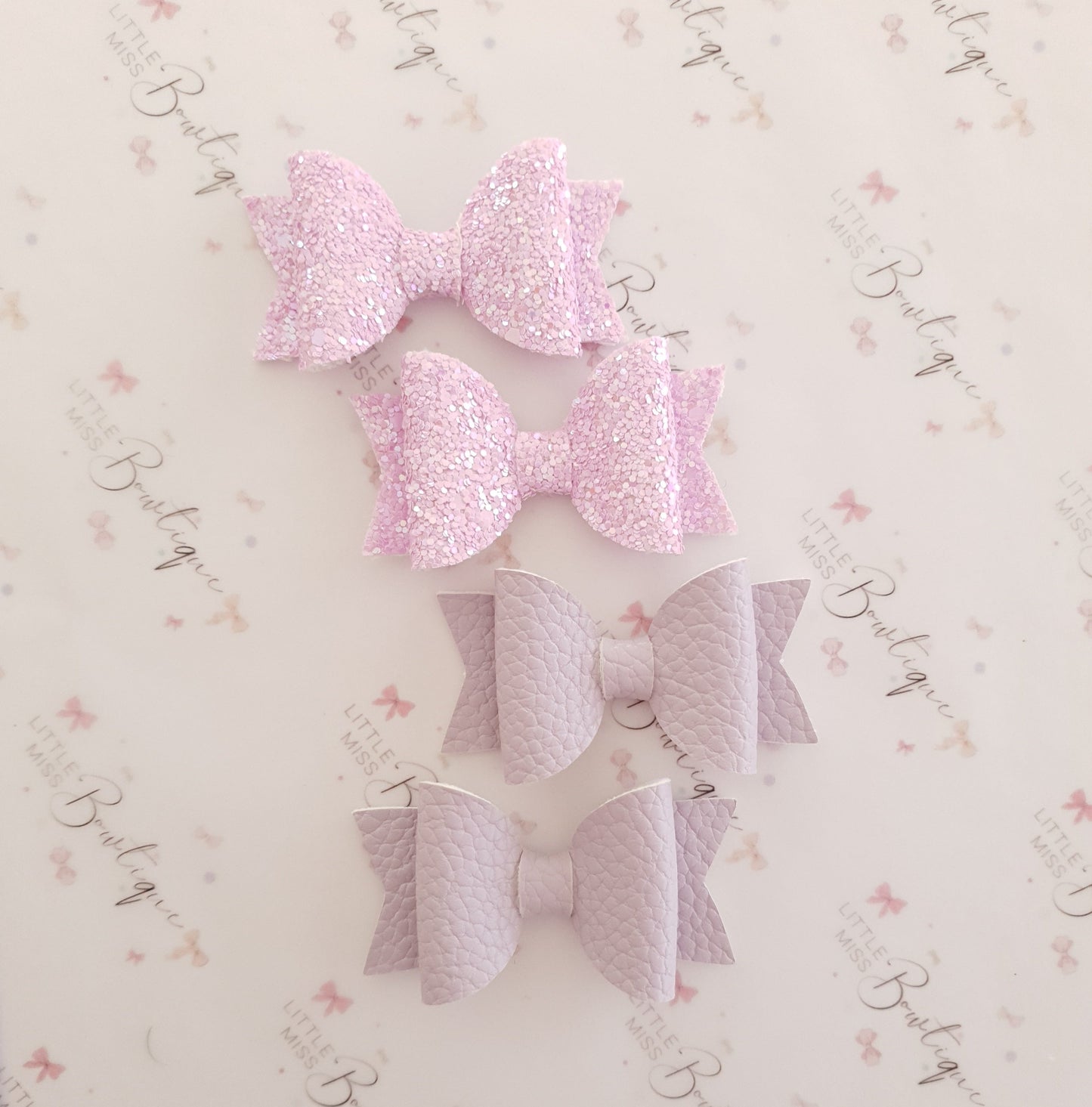 Faux Leather and Glitter Pigtail Bows (44 colours)