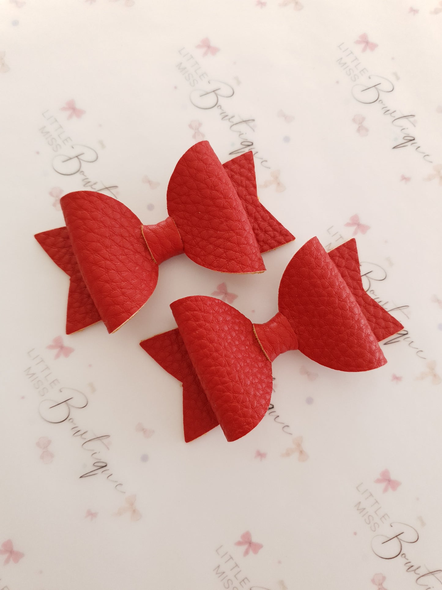Faux Leather and Glitter Pigtail Bows (44 colours)